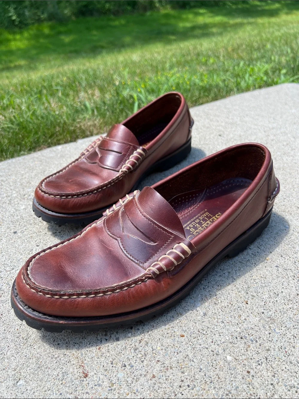 Men's 10 Brown Sewn Leather Penny Loafers Lasting Quality Materials Made in USA